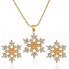 Snowflake Alloy Crystal Rhinestone Pendant Necklaces & Stud Earrings Sets FS-WGBFA9B-01-3