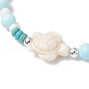 3Pcs Dyed Synthetic Turquoise & Natural Howlite Beads Bracelets for Women BJEW-JB11794-5