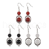 3Pair Natural Black Onyx & Natural Carnelian & Natural White Jade Dangle Earrings EJEW-JE06384-2