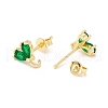 Rack Plating Brass Cubic Zirconia Stud Earrings Findings X-MAK-I684-10G-01-RS-2