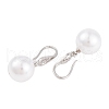 Rack Plating Brass Cubic Zirconia ABS Pearl Earring Hooks EJEW-S219-16P-02-2