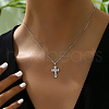 Minimalist 925 Sterling Silver Pave Clear Cubic Zirconia Cross Pendant Necklaces for Women HG0576-1