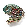 Peacock Alloy Rhinestone Brooch for Backpack Clothes JEWB-P046-04AG-3