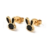 Enamel Rabbit Stud Earrings with 316 Surgical Stainless Steel Pins EJEW-A081-03G-2