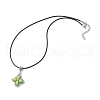 Dyed Synthetic Imperial Jasper & Glass Seed Beaded Star Pendant Black Waxed Cotton Cord Necklaces NJEW-MZ00109-05-4