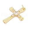 Brass Micro Pave Clear Cubic Zirconia Pendants KK-G522-51G-02-2