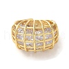 Brass Pave Cubic Zirconia  Open Cuff Rings for Women RJEW-M169-03G-1