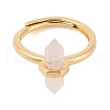 Double Pointed Hexagonal Prism Natural Rose Quartz Adjustable Rings for Women RJEW-G327-01G-04-2