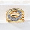 Brass Micro Pave Cubic Zirconia Adjustable Cuff Open Rings RJEW-D313-15PG-1