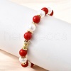 ABS Imitation Pearl Round Beads Stretch Bracelets for Women BJEW-D317-10B-G-2