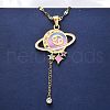 304 Stainless Steel Hot Pearl Enamel Constellation Planet Pendant Necklaces NJEW-D310-01D-G-5