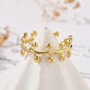 Leaf 304 Stainless Steel Open Cuff Rings RJEW-R014-02G-04-2