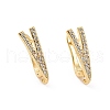 Brass Micro Pave Clear Cubic Zirconia Hoop Earring Findings with Latch Back Closure KK-D086-09G-1