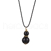 Natural Black Onyx(Dyed & Heated) Gourd Pendant Necklaces NJEW-JN05246-01-2