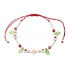 Flower Handmade Millefiori Glass Bead Braided Bead Bracelets BJEW-MZ00165-01-2
