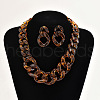 Alloy & CCB Plastic Curb Chain Necklace & Stud Dangle Earrings Sets FS-WG734CE-04-1