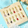 12Pcs 6 Colors Teardrop Brass Glass Pendant Decorations HJEW-JM02738-2