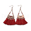 Rhinestone Triangle with Tassels Dangle Earrings EJEW-E267-01RC-2