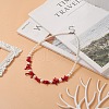 Dyed Synthetic Red Coral Chips & Shell Pearl Graduated Beaded Necklaces for Women NJEW-TA00065-3
