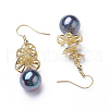 Synthetic Shell Pearl Dangle Earrings EJEW-P179-03G-03-2