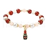 Natural & Synthetic Mixed Gemstone Round Beaded Stretch Bracelet BJEW-JB09588-2