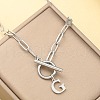Stainless Steel Paperclip Chain Initial Necklaces with OT Clasps WGD6039-07-1