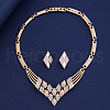 Rhombus Alloy Crystal Rhinestone Chain Necklaces & Stud Earrings Sets FS-WG42A89-01-3