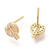 Brass Micro Pave Clear Cubic Zirconia Stud Earrings EJEW-O103-19G-2