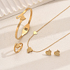 Stainless Steel Love Heart Bangle & Earrings & Necklaces & Rings Set for Women Party Dating WS6276-1
