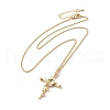 304 Stainless Steel Cross with Flower Pendant Necklaces for Women NJEW-A020-03B-G-2