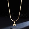 316 Surgical Stainless Steel Initial Pendant Flat Snake Chain Necklaces for Women WGC1053-01-1