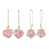 2 Pairs 2 Styles Heart & Flower Resin Dangle Hoop Earrings EJEW-JE06352-2