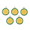 Light Gold Tone Alloy Enamel Pendants ENAM-F145-02G-01-3