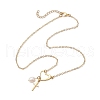 Stainless Steel & ABS Imitation Pearl Heart Cross Necklaces for Women NJEW-JN05201-02-4