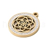 Preserved Fresh Flower 304 Stainless Steel Rhinestone Pendants STAS-S139-01G-01-2