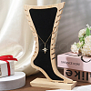 Foot Shaped Bamboo & Velvet Anklet Display Stands ODIS-WH0030-140A-5