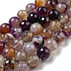 Faceted Natural Banded Agate Beads Strands G-F447-12mm-O07-2