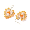 Heart with Mushroom Handmade Lampwork Dangle Earrings EJEW-MZ00450-02-4