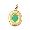 Oval 304 Stainless Steel Enamel Pendant Decorations STAS-R159-47G-02-1