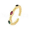 Brass Micro Pave Cubic Zirconia Cuff Rings RJEW-M066-01G-2