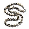 8.5mm Round Natural Dalmatian Jasper Beaded Necklaces NJEW-F327-02A-02-1
