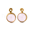304 Stainless Steel Wrapped Dyed Natural Quartz Round Charms STAS-H235-01G-03-1