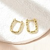 Textured Rectangle Brass Hoop Earrings EJEW-B007-02G-3