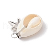Natural Cowrie Shell & Alloy Sea Animals Pendants PALLOY-JF03751-03-4