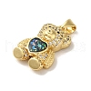 Rack Plating Brass Micro Pave Clear Cubic Zirconia Pendants KK-P268-05B-G04-2