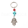 Natural & Dyed Malaysia Jade Bead and Synthetic Turquoise beads Keychain KEYC-JKC00267-01-1