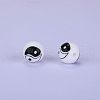 Printed Round with Yin-yang Pattern Silicone Focal Beads SI-JX0056A-226-1