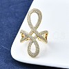Brass Micro Pave Clear Cubic Zirconia Open Cuff Rings RJEW-F179-02G-1