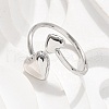 304 Stainless Steel Heart Cuff Rings for Women RJEW-A063-01D-P-5