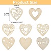 40Pcs 8 Style Wedding Theme Unfinished Wood Heart Pendant Decorations WOOD-CJ0002-06-2